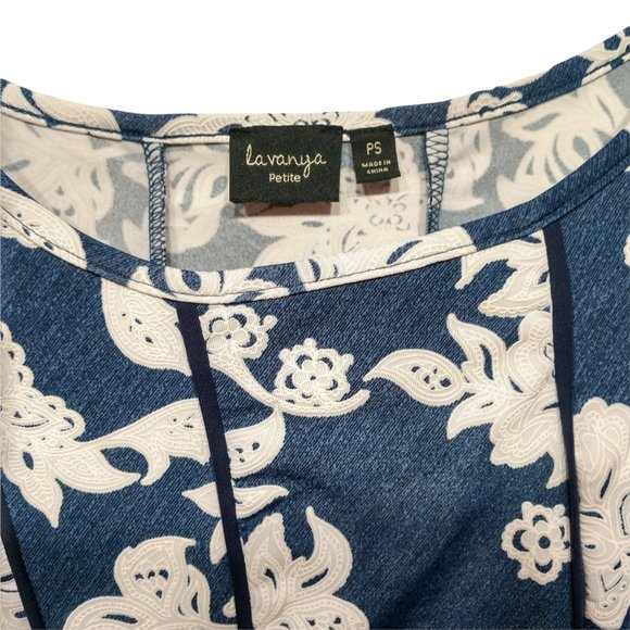 La Vanya Floral Ribbon Trim 3/4 Sleeve Top Size PS - Picture 3 of 13